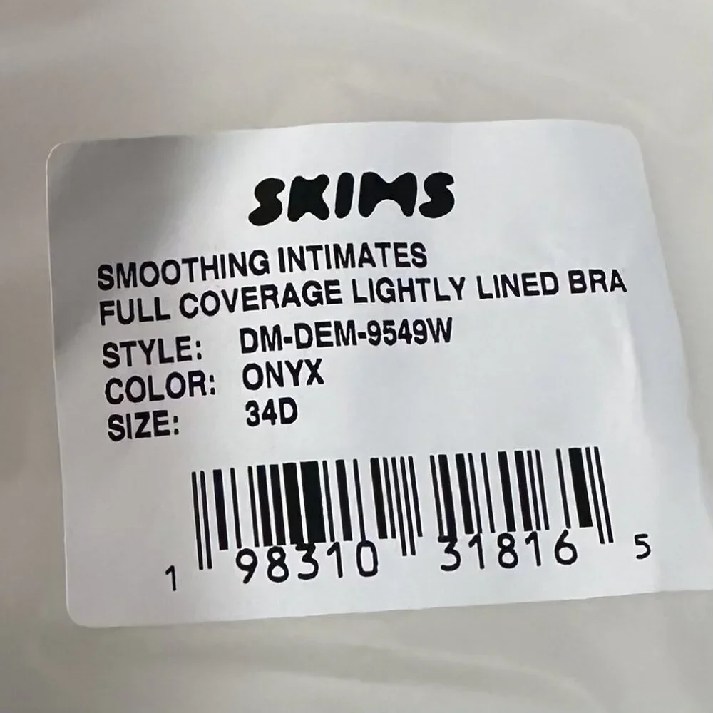 NWT SKIMS Smoothing Intimates Full Coverage Lightly Lined Bra in Onyx - 34D